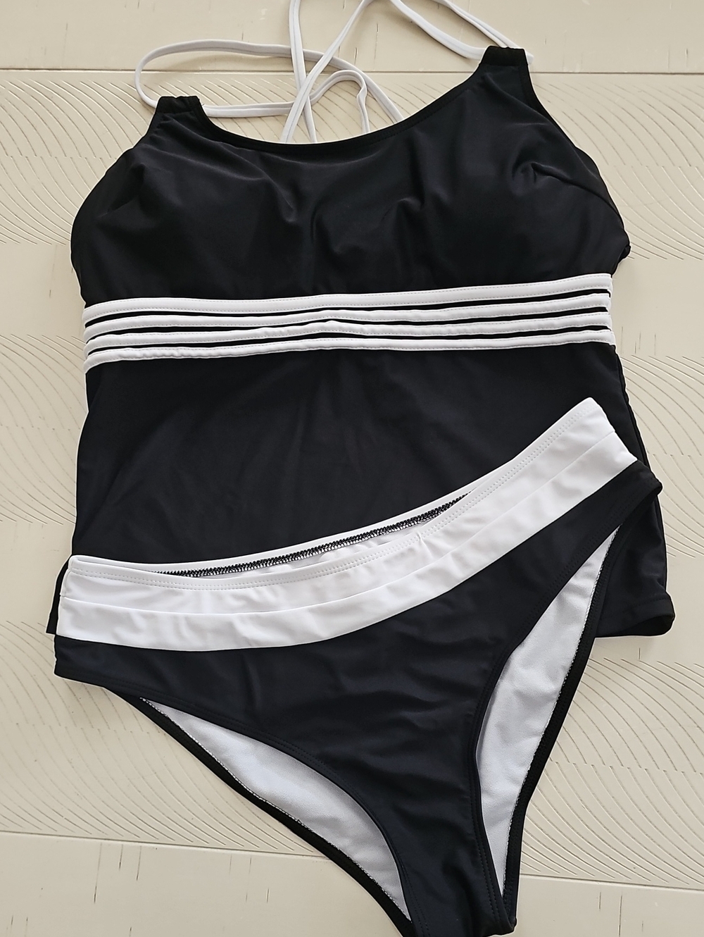 Black & White Two-Piece Swim Set